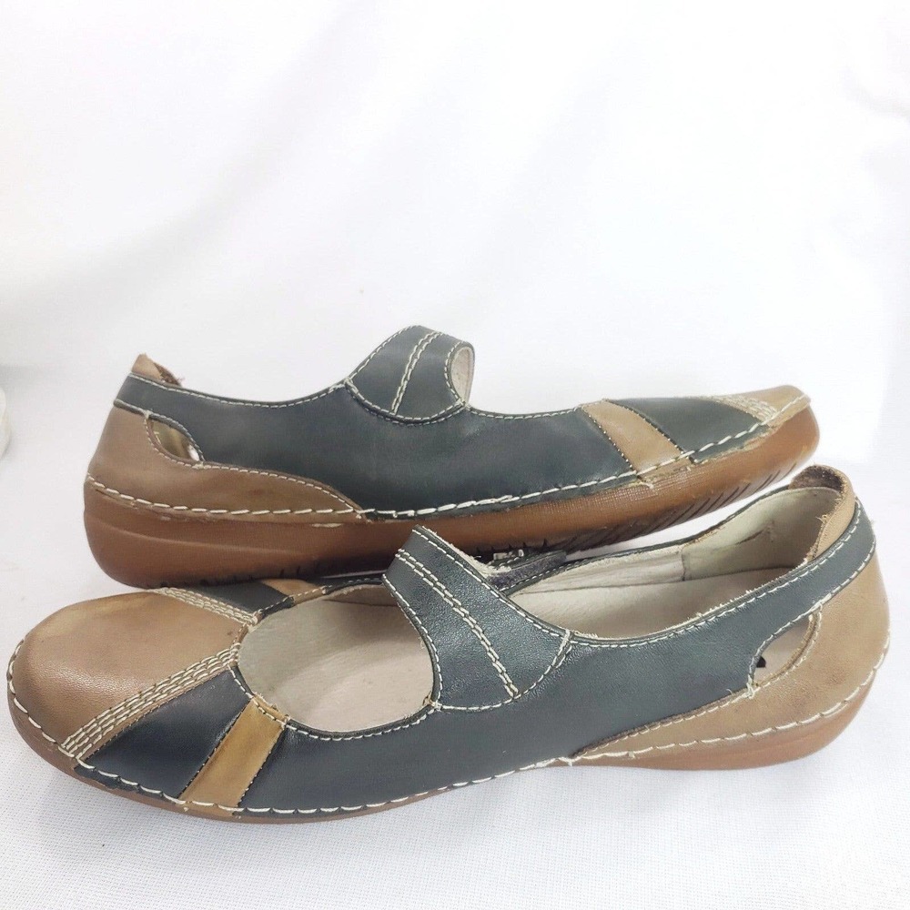 Spring Step  Kingston Tan Teal Leather Mary Jane Comfort Shoes - Picture 11 of 11